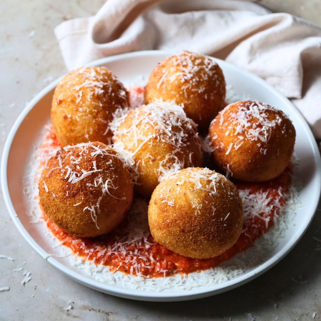 Giorgio's Mozzarella Arancini with Romesco